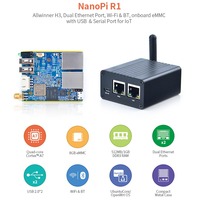Routeur IoT Nanopi R1 1 Go de RAM/8 Go à double écran, compatible avec Ubuntu et OpenWrt open source, avec connecteurs GPIO, système d'exploitation Linux