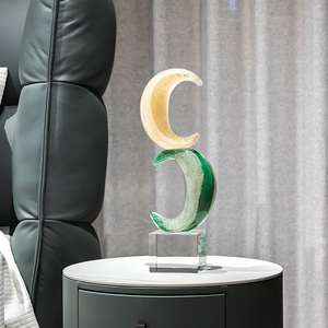 Oggetti decorativi in vetro e cristallo di lusso leggero di fascia alta fatti a mano unici a forma di luna decorazioni <span class=keywords><strong>Ramadan</strong></span> - Product Image 3
