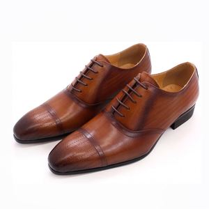 Chaussures à lacets pour hommes, chaussures Oxford en cuir véritable, chaussures décontractées pour affaires, chaussures habillées pour mariage, fête, bureau, chaussures de mode - Product Image 1