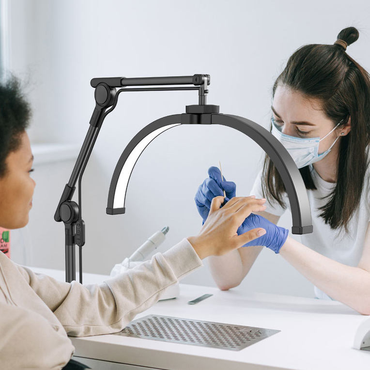 Custom Logo Half Moon Lash Led Light 360 Degree Rotating Wholesale Half Moon Nail Lamp Beauty Equipment With Clip