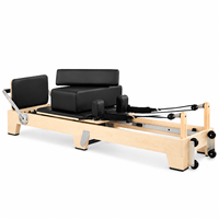Mesin Pilates Reformer Lipat Aluminium Kayu Oak Maple, Core Bed Tahan Lama dan Portabel untuk Rumah & Studio Yoga