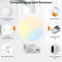 Paquete de 6 Lámparas de Techo Empotradas LED de Aluminio Modernas, Delgadas, con Cambio de Color 5CCT, IP44, para Interiores, Hogar, Oficina, Hotel