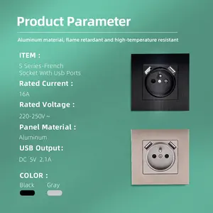 Europa padrão soquetes com 5V 2.1A duplo tipo A USB 220V 2P + T tomada de parede UE francês USB soquete