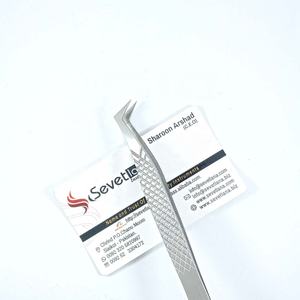 Pince à épiler d'extension de cils de volume russe en acier inoxydable avec belle poignée en diamant pointe en fibre pointue finition satinée - Product Image 6