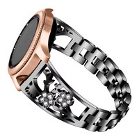 Tali jam tangan Samsung, tali arloji baja tahan karat pola bunga untuk jam tangan Samsung 7 40mm 47mm pelepasan cepat