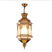 Lampe en cuivre de style européen Lustre d'église de restaurant arabe musulman Lustre de porte d'escalier d'allée de couleur de café diffuse