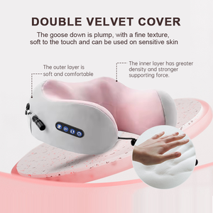 Masseur de cou en forme de <span class=keywords><strong>U</strong></span>, 4 boutons, 3 vitesses, mousse à mémoire de forme colorée, portable, pétrissage 3D, chauffant, pour soulager les douleurs au cou et aux épaules - Product Image 3
