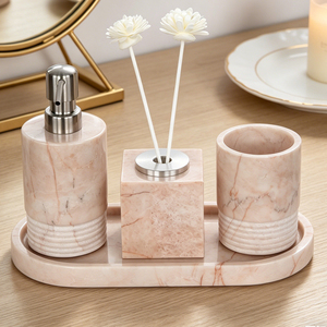 ชุดอุปกรณ์ห้องน้ำหินอ่อนออนิกซ์ธรรมชาติสุดหรู - หินประดิษฐ์ด้วยมือ สำหรับตกแต่งโรงแรม บ้าน และงานศิลปะ  รองรับการผลิตแบบ OEM ODM - Product Image 3