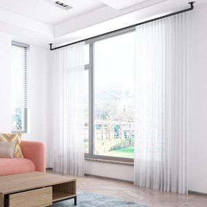 Yijiale 25mm màu đen ngắn Kim loại rèm cực Telescopic trần gắn Rèm Rod với trận chung kết - Product Image 5