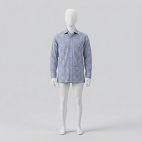 Chemise Guayabera rayée 100 % coton OEM pour hommes, vente en gros, manches longues, quatre poches, plissée devant et derrière, style cubain