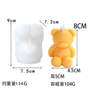 New Valentine's Day <b>Silicone</b> Mould for Bear Candle DIY Animal Fragrance Candle Sitting Bear Baking Plaster Mold - Product Image 5