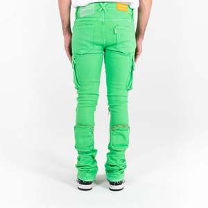 Vendita calda verde <span class=keywords><strong>pantaloni</strong></span> Cargo più tasche Jeans impilati Jeans Cargo uomo - Product Image 3