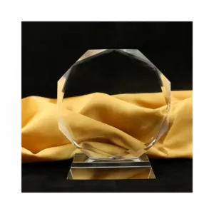 Octagon Crystal Award Blank Sunflower Crystal Glass Trophy for Corporate Gifts