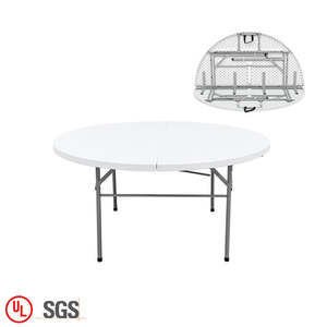 Table pliante <span class=keywords><strong>de</strong></span> banquet ronde en plastique, table pliante <span class=keywords><strong>de</strong></span> <span class=keywords><strong>salle</strong></span> à manger blanche à la mode simple et bon marché, vente en gros d'usine - Product Image 1