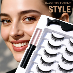 Bestseller : 5 paires de <span class=keywords><strong>faux</strong></span> <span class=keywords><strong>cils</strong></span> magnétiques en fibre de polyester, style naturel, avec 2 stylos eye-liner magnétiques - Product Image 2