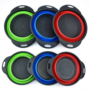 Panier égouttoir pliable en silicone pour cuisine avec deux poignées, plusieurs couleurs, passoire pliable pour le rinçage des fruits et légumes - Product Image 4