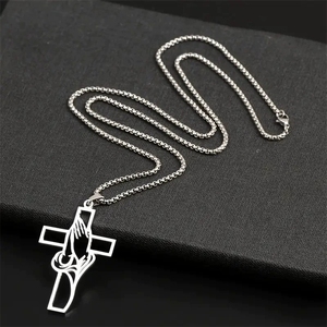 Venta caliente colgante de collar de acero inoxidable para hombres, un regalo para la <span class=keywords><strong>fe</strong></span> de los hombres rezando NS800847 - Product Image 2