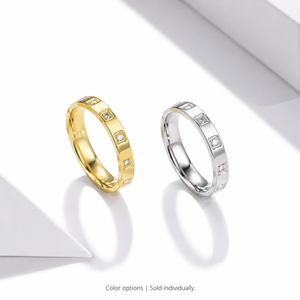 แหวนเซอร์คอนทรงสี่เหลี่ยม สแตนเลสสตีล ชุบทอง 14K แบบสุญญากาศ มีตัวเลือกสีทองและสีเงิน - Product Image 1