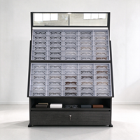 Présentoir Optique en Bois Noir avec Miroir, Compartiments Inclinés, Porte-Lunettes, Tiroir Verrouillable, CE ETL pour Magasin d'Optique