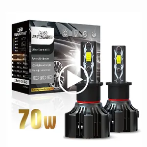 مصباح U12 bombillos led para autos جديد 2023, 12 فولت H3 70 واط 20000LM 6500K V8 880 H1 H4 H7 H11 H13 H3 led ، مصباح الضباب الأصفر 3570