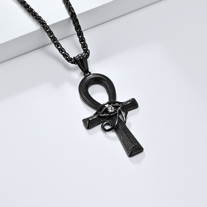 Joyería <span class=keywords><strong>de</strong></span> Moda Hip Hop, Collar con Colgante <span class=keywords><strong>de</strong></span> Cruz Ankh y Ojo <span class=keywords><strong>de</strong></span> Horus Egipcio Antiguo, en Acero Inoxidable Chapado en Oro <span class=keywords><strong>de</strong></span> 18K - Product Image 3