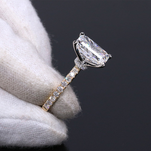 IGI cincin tunangan pernikahan 14K emas padat kuning dan <span class=keywords><strong>Platinum</strong></span> D VVS 5 karat cincin berlian tumbuh Lab potongan bercahaya - Product Image 5