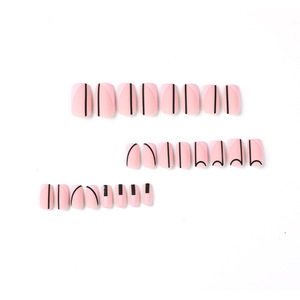 Uñ<span class=keywords><strong>as</strong></span> Postizas Acrílicas Negras Francesas Diagonales Mate de Alta Calidad, Uñ<span class=keywords><strong>as</strong></span> Artificiales Decoradas, Venta al por Mayor - Product Image 2