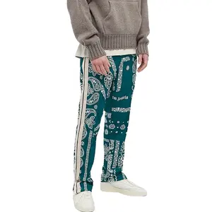 Custom Sublimation Paisley Print All Over trackpants Hip Hop Streetwear 100% Polyester Hombre Bandana Jogger Track Pants For Men