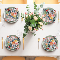 Op Maat Bedrukt Bloemenpatroon Thema Verjaardagsfeest Decoratief Gekleurde Decoupage Vierkante Servetten Met Logo Restaurant Gebruik