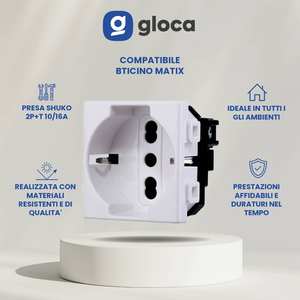Prise murale Gloca Schuko 2P+T 10/16A 230V en plastique, ensemble de 4 prises standard avec mise à la terre - Product Image 2