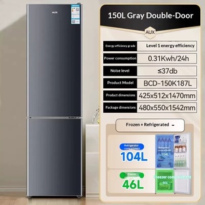 Refrigerador de Doble Puerta de Acero Inoxidable de 110L, Refrigerador Pequeño de Gran Capacidad para el Hogar, para Apartamentos y Casas de Alquiler - Product Image 2