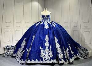 Mumuleo Glitter Koningsblauwe Hoftrein Quinceanera Jurken Baljurk Formele Galajurken Met Cape Prinses Sweet 15 16 Jurk - Product Image 3