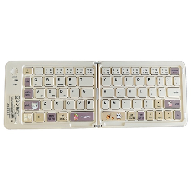 Wireless foldable Keyboard 67 Keys Cute Style Rechargeable Wireless Folding Mini Keyboard for Windows/I.OS/Android