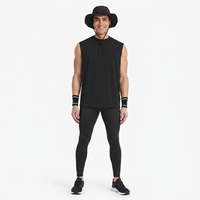 Camiseta sin mangas extragrande transpirable para hombre, de poliéster/algodón, tejido elástico, estilo urbano para gimnasio