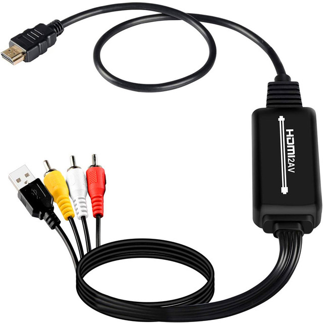 2M HDMI to RCA Signal Converter HDMI to RCA Cvbs Composite AV Cable with USB Power Supply (Male to Male)