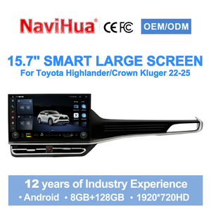 วิทยุติดรถยนต์ Navihua ดีไซน์ใหม่ ขนาด 15.6 นิ้ว ระบบแอนดรอยด์ มัลติมีเดีย รองรับ Carplay สเตอริโอในรถยนต์ พร้อมระบบ GPS และ DSP สำหรับรถยนต์โตโยต้า คราวน์ คลูเกอร์/ไฮแลนเดอร์ ปี 2022-2025 - Product Image 1