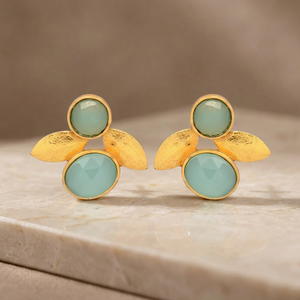 ต่างหูแบบติดหูทรงคลาสสิค JAIPUR GEMS JEWELRY ทำจากทองเหลือง ชุบทอง 14k/24k ชุบโรเดียม ประดับแบบกรงเล็บ - Product Image 2