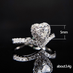 Anello a Cuore con Zirconi per Donne, Regolabile, Elegante, per Proposta di Matrimonio, Gioiello di Moda - Product Image 5