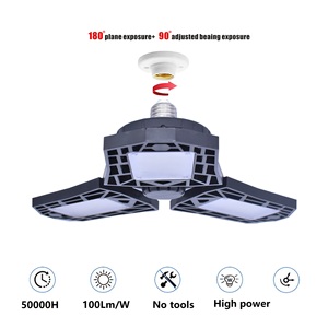 Plafonnier LED pliable E27 B22 65W avec quatre pales de ventilateur, lumière LED déformable pour garage, entrepôt, atelier WD-BXZDDD pliable - Product Image 4