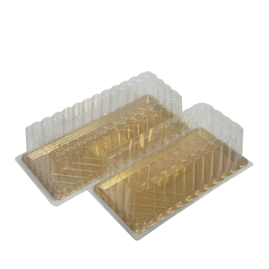 Caja Rectangular para Pastel Personalizable, Caja de Embalaje para Pastel de Navidad RPET, Caja Desechable de Plástico Dorado de Lujo para Pastel Enrollado con Tapa Transparente - Product Image 6