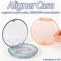 Boîte de rangement ronde SUNSHING OEM avec couvercle transparent, logo personnalisé, pour aligneurs, prothèses dentaires, protège-dents orthodontiques, soins bucco-dentaires de voyage