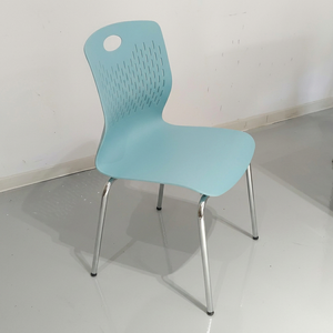 Light Blue <b>Plastic</b> Chair With Metal Legs Stackable Minimalist Design custom restaurant chairs / made to order - Product Image 1