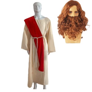 Costume complet de Jésus-Christ biblique religieux pour homme avec barbe et perruque Halloween TRAD-009 - Product Image 4