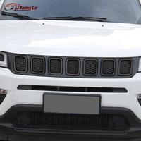 7 pièces ABS voiture accessoires anneaux couvre voiture calandre insérer gril couverture garniture pour Jeep boussole 2017 2018 2019 2020