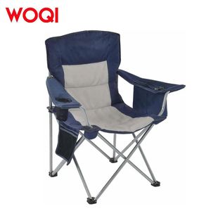 Silla Plegable para Camping Woqi, Portátil, con Marco de Aluminio, Tela Oxford Azul Marino, con Portavasos y Bolsillos Laterales - Product Image 1