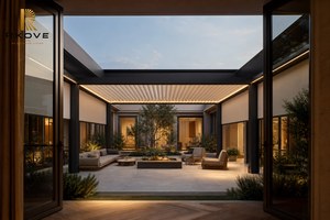 RKOVE RK-C3 Modern L-Shape Aluminum Pergola With Powder Coated Frame For Courtyard Outdoor Living - Product Image 2
