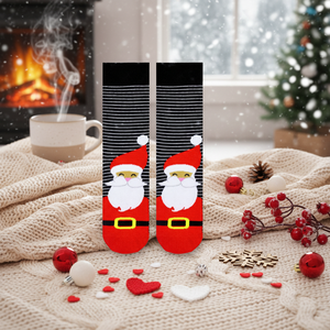 Cozy and Cute Santa Claus and Circle Patterned Ankle <b>Socks</b> Breathable <b>Warm</b> Striped Heart Design for Winter One Size Fits All - Product Image 3