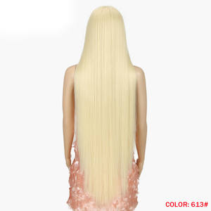 Peluca de Cabello Sintético Resistente al Calor con Frente de Encaje Recto, 38 Pulgadas, Estilo Ombre Rubio, Peluca de Cabello Sintético de Alta Temperatura con Estilo Moderno y Puntiagudo - Product Image 6