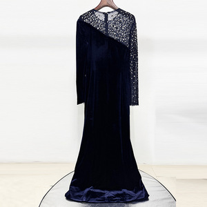 Vestido de noche listo para usar de alta calidad, <span class=keywords><strong>Serie</strong></span> de celebridades 2025, terciopelo dorado con cuentas resistente y Vestido largo de malla. - Product Image 4