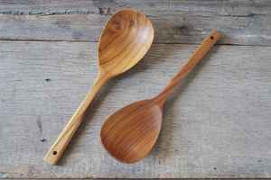 Cucharas de Madera Natural Hechas a Mano para Cocinar, Servir, Remover y Mezclar en la Cocina, Diseñadas para la Preparación Diaria de Alimentos - Product Image 6